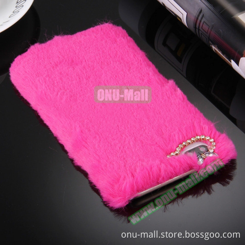 Hot Sales Diamond Encrusted Rabit Furry Fur Phone Case for iPhone 7 Plus Case